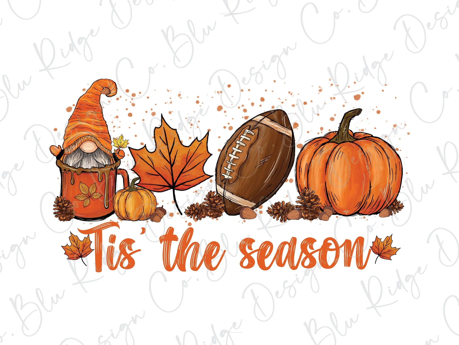 Tis The Season Football Gnomes Pumpkin Spice Direct to Film (DTF) Transfer BluRidgeDesignCo