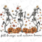 Dancing Skeletons Fall Breeze and Autumn Leaves Direct To Film (DTF) Transfer