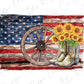 USA Flag with Boot and Sunflower Direct to Film (DTF) Transfer