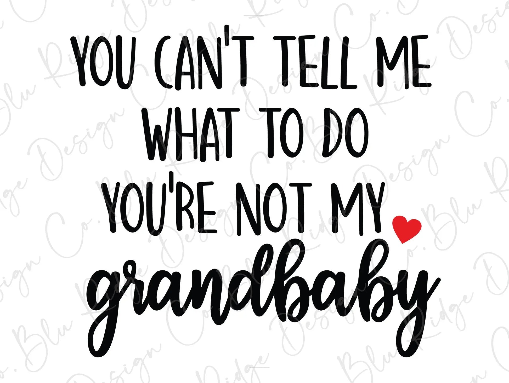 You can't tell me what to do your're not my grandbaby Grandparents Direct to Film (DTF) Transfer BluRidgeDesignCo