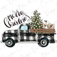 Merry Christmas Plaid Buffalo Christmas Tree Delivery Truck Direct to Film (DTF) Transfer