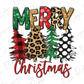 Merry Christmas Plaid, Leopard, Polka Dots Christmas Trees Direct To Film (DTF) Transfer